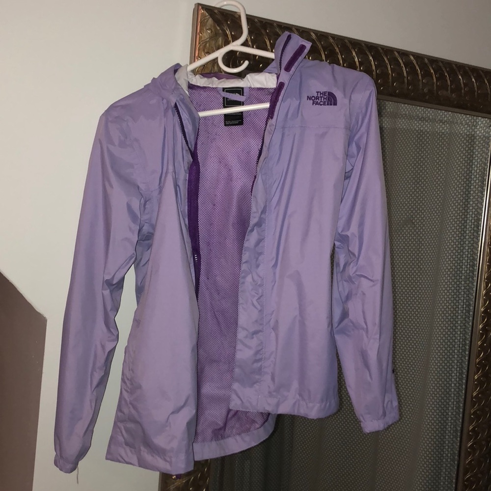 Light purple north face rain jacket